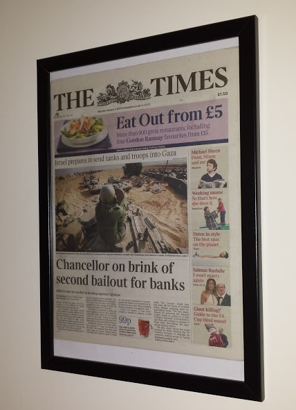 Framed "The Times" Newspaper